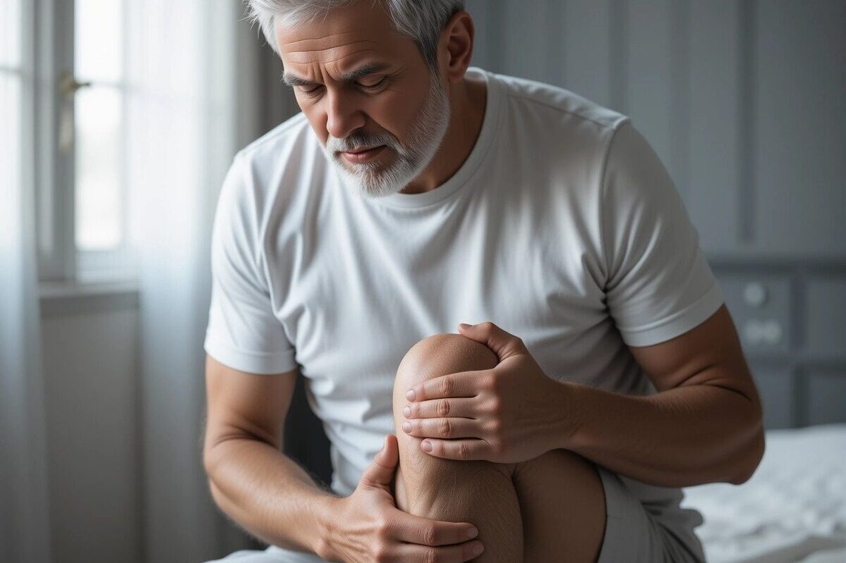 senior, man, knee, pained, knee osteoarthritis, osteoarthritis